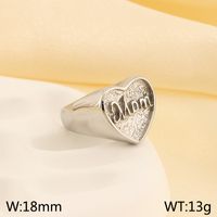 Básico Estilo Moderno Estilo Clásico Letra Forma De Corazón Color Sólido Acero Inoxidable 304 Chapados en oro de 18k Anillos Al Mayoreo sku image 4