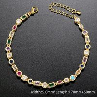 Copper 18K Gold Plated Elegant Luxurious Shiny Plating Inlay Irregular Round Zircon Bracelets Necklace sku image 3