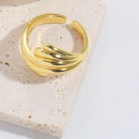 Copper Gold Plated Vintage Style Simple Style Plating Solid Color Open Rings sku image 1