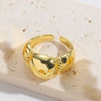 Copper Gold Plated Vintage Style Simple Style Plating Solid Color Open Rings sku image 4