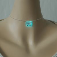 Copper Romantic Sweet Luminous Butterfly Pendant Necklace main image 5