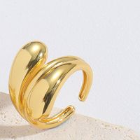 Copper Gold Plated Vintage Style Simple Style Plating Solid Color Open Rings sku image 2