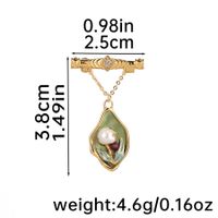 IG Style Vintage Style Flower Alloy Copper Chain Inlay Artificial Crystal Freshwater Pearl Zircon Women's Brooches 1 Piece sku image 1