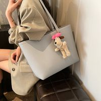 Women's Large Pu Leather Solid Color Basic Classic Style Sewing Thread Magnetic Buckle Tote Bag main image 3