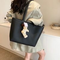 Women's Large Pu Leather Solid Color Basic Classic Style Sewing Thread Magnetic Buckle Tote Bag main image 2