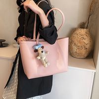 Women's Large Pu Leather Solid Color Basic Classic Style Sewing Thread Magnetic Buckle Tote Bag main image 7