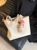 Women's Large Pu Leather Solid Color Basic Classic Style Sewing Thread Magnetic Buckle Tote Bag main image 1