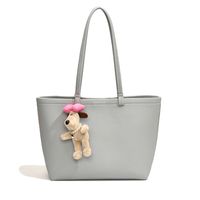 Women's Large Pu Leather Solid Color Basic Classic Style Sewing Thread Magnetic Buckle Tote Bag sku image 3