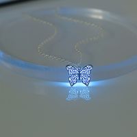 Copper Romantic Sweet Luminous Butterfly Pendant Necklace main image 4