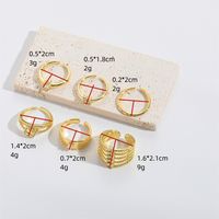 Copper Gold Plated Vintage Style Simple Style Layered Plating Inlay Solid Color Zircon Open Rings main image 2