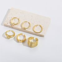 Copper Gold Plated Vintage Style Simple Style Layered Plating Inlay Solid Color Zircon Open Rings main image 4