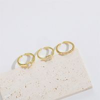 Copper Gold Plated Vintage Style Simple Style Layered Plating Inlay Solid Color Zircon Open Rings main image 5