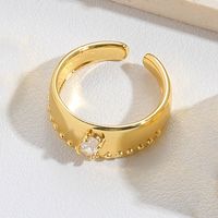 Copper Gold Plated Vintage Style Simple Style Layered Plating Inlay Solid Color Zircon Open Rings sku image 4
