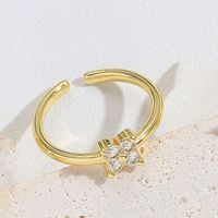 Copper Gold Plated Vintage Style Simple Style Layered Plating Inlay Solid Color Zircon Open Rings sku image 1