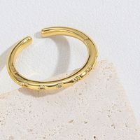 Copper Gold Plated Vintage Style Simple Style Layered Plating Inlay Solid Color Zircon Open Rings sku image 2