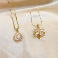 304 Stainless Steel Copper 18K Gold Plated Glam Hip-Hop Shiny Plating Inlay Water Droplets Windmill Zircon main image 8