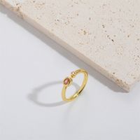 Copper Gold Plated Vintage Style Simple Style Plating Inlay Solid Color Zircon Open Rings main image 1