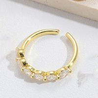 Copper Gold Plated Vintage Style Simple Style Plating Inlay Solid Color Zircon Open Rings sku image 6