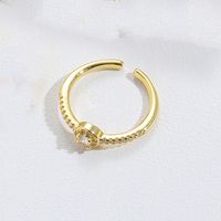 Copper Gold Plated Vintage Style Simple Style Plating Inlay Solid Color Zircon Open Rings sku image 1