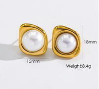 1 Pair IG Style Modern Style Classic Style Irregular Heart Shape Flower Inlay 304 Stainless Steel Shell Pearls 14K Gold Plated Ear Studs main image 2