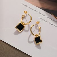 1 Pair Vacation Simple Style Curve Heart Shape Plating Inlay Metal Copper Brass Zircon Gold Plated Dangling Earrings sku image 2