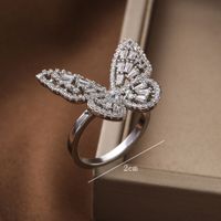 Copper Elegant Lady Classic Style Plating Butterfly Open Rings main image 2
