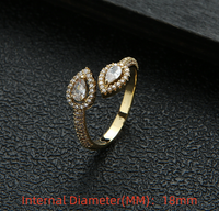 Copper IG Style Modern Style Classic Style Inlay Water Droplets Zircon Open Rings main image 2