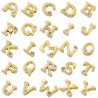 1 Piece 2.5mm Copper Copper Zircon 18K Gold Plated Letter Beads Spacer Bars main image 2