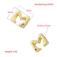 1 Piece 2.5mm Copper Copper Zircon 18K Gold Plated Letter Beads Spacer Bars main image 4