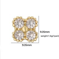 1 Pair Elegant Lady Modern Style Four Leaf Clover Square Plating Inlay Copper Rhinestones Zircon Ear Studs main image 2