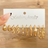 Retro Heart Shape Butterfly Twist Alloy Inlay Artificial Pearls Rhinestones Women's Earrings 1 Set sku image 21