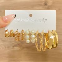 Retro Heart Shape Butterfly Twist Alloy Inlay Artificial Pearls Rhinestones Women's Earrings 1 Set sku image 27
