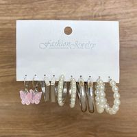 Retro Heart Shape Butterfly Twist Alloy Inlay Artificial Pearls Rhinestones Women's Earrings 1 Set sku image 29