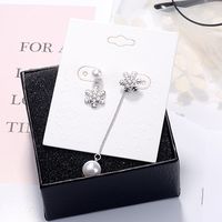 1 Pair Elegant Lady Geometric Tassel Snowflake Inlay Copper Zircon Drop Earrings main image 3