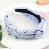 Women's Girl'S Adults Elegant Glam Color Block Alloy Plastic Fabric Inlay Pearl Hair Band sku image 1