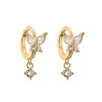 1 Pair Elegant Lady Modern Style Butterfly Plating Inlay Copper Zircon Drop Earrings main image 3
