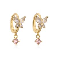 1 Pair Elegant Lady Modern Style Butterfly Plating Inlay Copper Zircon Drop Earrings sku image 5