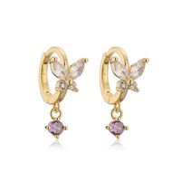 1 Pair Elegant Lady Modern Style Butterfly Plating Inlay Copper Zircon Drop Earrings sku image 2