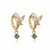 1 Pair Elegant Lady Modern Style Butterfly Plating Inlay Copper Zircon Drop Earrings sku image 4