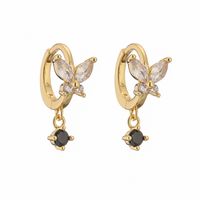 1 Pair Elegant Lady Modern Style Butterfly Plating Inlay Copper Zircon Drop Earrings sku image 3