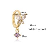 1 Pair Elegant Lady Modern Style Butterfly Plating Inlay Copper Zircon Drop Earrings main image 2