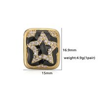 Copper Vintage Style Lady Classic Style Enamel Plating Inlay Round Star Snakeskin Zircon Rings Earrings main image 4