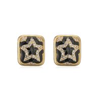Copper Vintage Style Lady Classic Style Enamel Plating Inlay Round Star Snakeskin Zircon Rings Earrings main image 9