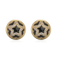 Copper Vintage Style Lady Classic Style Enamel Plating Inlay Round Star Snakeskin Zircon Rings Earrings sku image 1