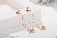 1 Pair Basic Modern Style Classic Style Geometric Tassel Copper Artificial Pearls Zircon Drop Earrings main image 1