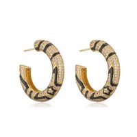 Copper Vintage Style Lady Classic Style Enamel Plating Inlay Round Star Snakeskin Zircon Rings Earrings sku image 5