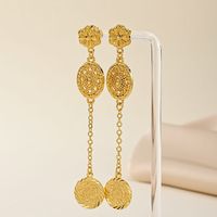 1 Pair Simple Style Classic Style Coin Plating Copper 18K Gold Plated Drop Earrings main image 2