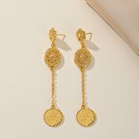 1 Pair Simple Style Classic Style Coin Plating Copper 18K Gold Plated Drop Earrings main image 3