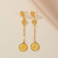 1 Pair Simple Style Classic Style Coin Plating Copper 18K Gold Plated Drop Earrings main image 6