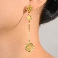 1 Pair Simple Style Classic Style Coin Plating Copper 18K Gold Plated Drop Earrings main image 9